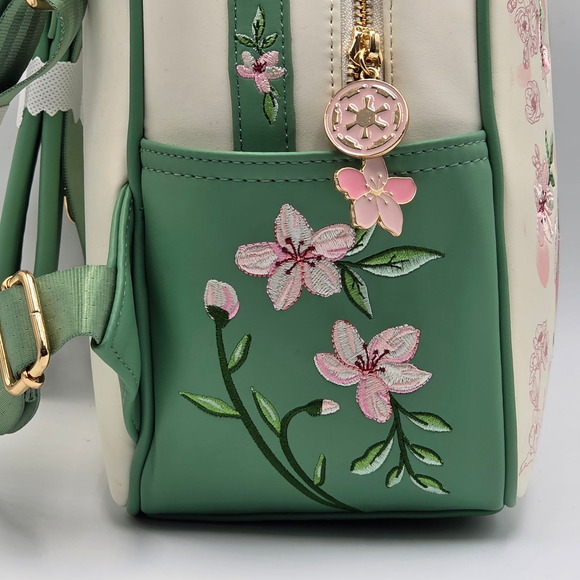Star Wars Darth Vader Cherry Blossom Floral Green Pink Mini Backpack Bag New - Picture 7 of 8